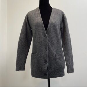 Everlane 100% Cashmere Grey Button Front Cardigan Sweater Size S